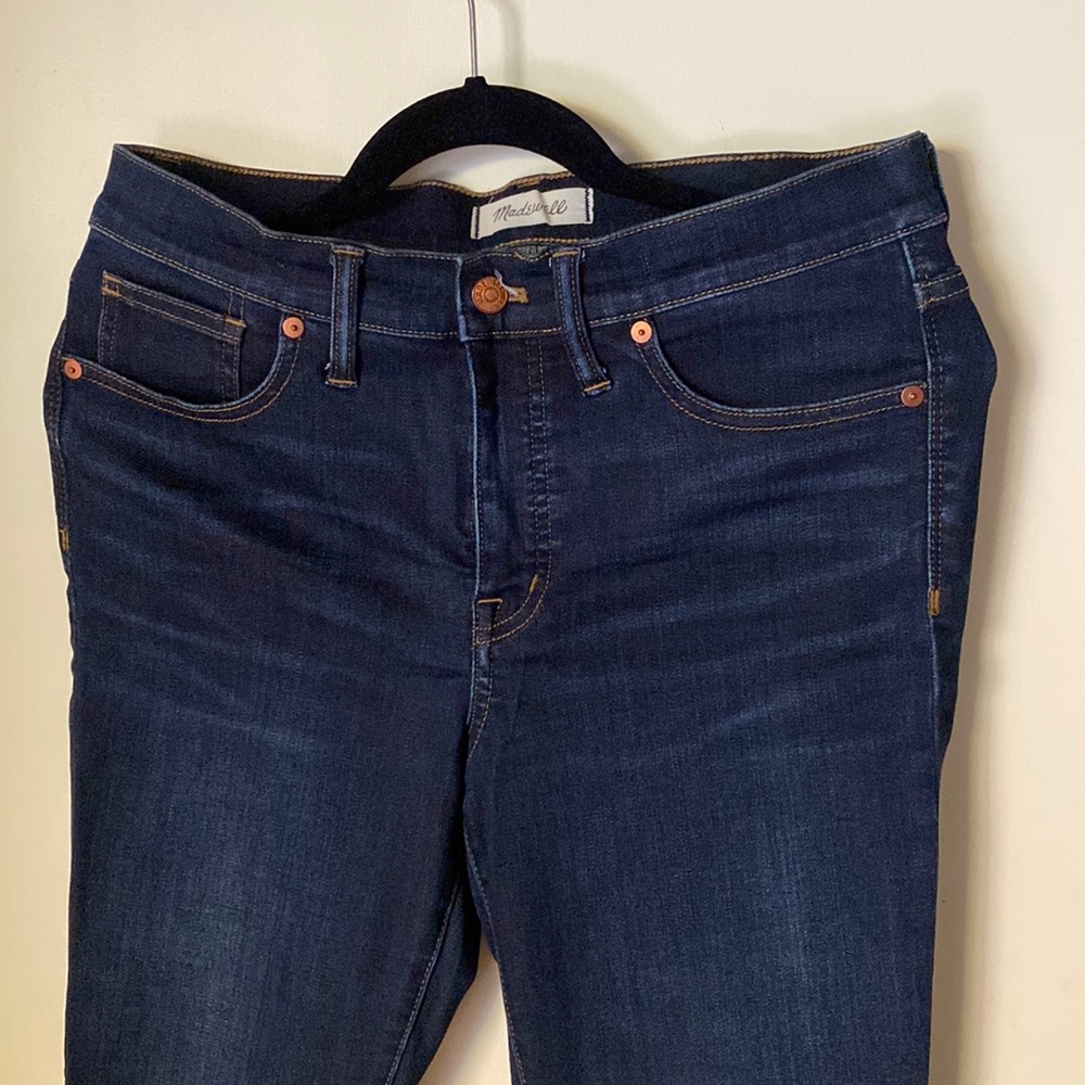 madewell stretch high rise skinny jeans in indigo
